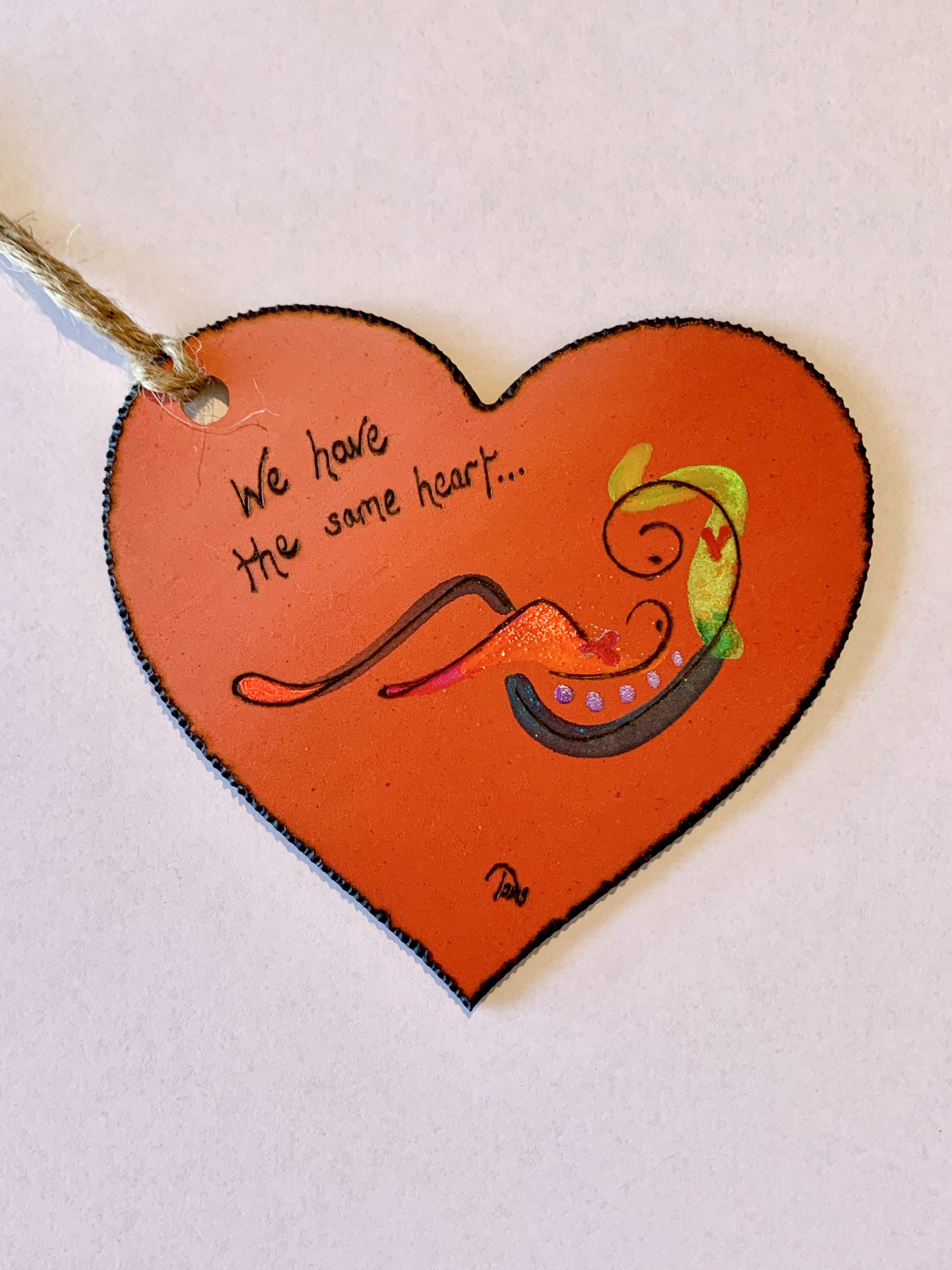 Same Heart ~ ink & pyrography on wood1